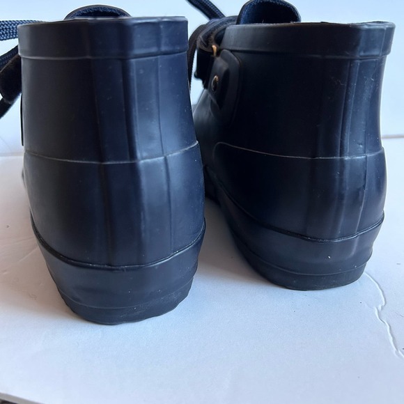 New London Fog 9 Womens Buckie Rain Boots Blue Low Rubber Tie - Picture 4 of 6